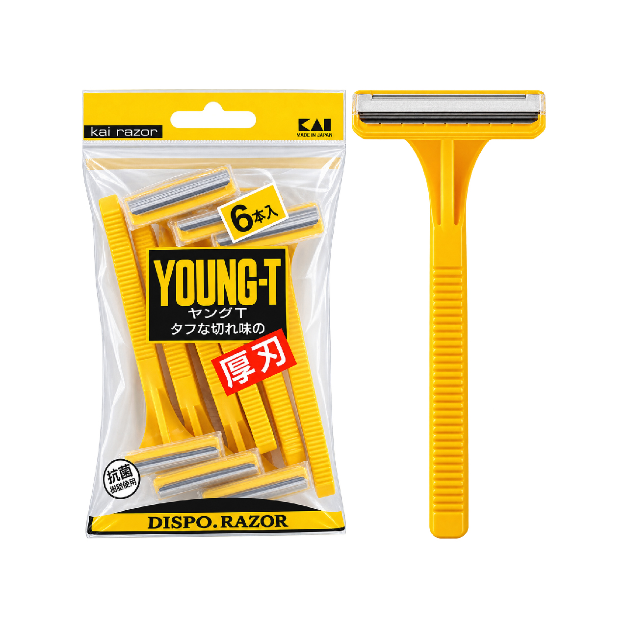 Dao Cạo Nam Young-T 1 Lưỡi KAI (6 Chiếc/Gói) 04370